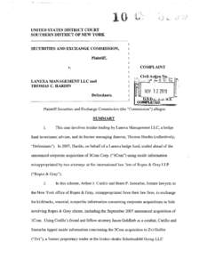 SEC Complaint: Lanexa Management LLC and Thomas C. Hardin