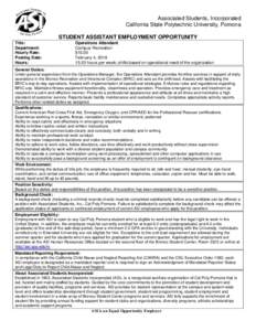 Operations Attendant Campus Rec