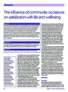 Research  The influence of community occasions on satisfaction with life and wellbeing Abstract This study aimed to assess the influence of the royal wedding on the wellbeing of individuals