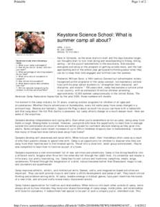 Printable  Page 1 of 2 Keystone Science School: What is summer camp all about?