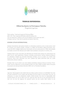 TERMUS REFERENSIA Ofisial ba Apoiu no Formasaun Tekniku Programa Liga Inan Titulu serbisu: Technical Support & Training Officer Fatin: Dili, Timor Leste (posibilidade vizita ba distritu sira)