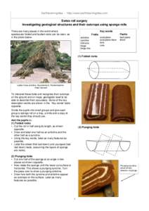 Earthlearningidea - http://www.earthlearningidea.com  Swiss roll surgery Investigating geological structures and their outcrops using sponge rolls There are many places in the world where spectacular folded and faulted r