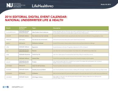 Media KitEditorial Digital Event Calendar: National Underwriter Life & Health Month
