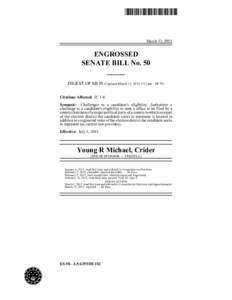 *ES0050.1*  March 13, 2015 ENGROSSED SENATE BILL No. 50