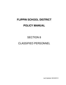 FLIPPIN SCHOOL DISTRICT POLICY MANUAL SECTION 8 CLASSIFIED PERSONNEL