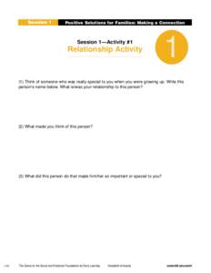 Session 1  Positive Solutions for Families: Making a Connection Session 1—Activity #1
