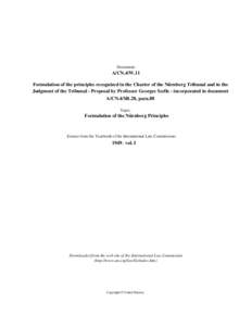 Formulation of the principles recognized in the Charter of the Nürnberg Tribunal and in the Judgment of the Tribunal - Proposal by Professor Georges Scelle - incorporated in document A/CN.4/SR.28, para.88