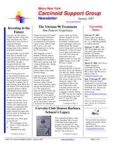 Metro New York  Carcinoid Support Group Newsletter  January 2007