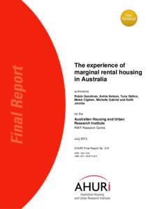 The experience of marginal rental housing in Australia