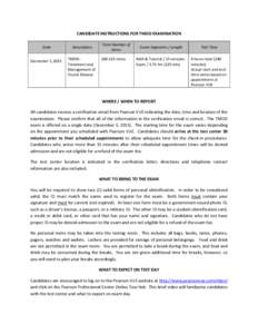 CANDIDATE INSTRUCTIONS FOR TMOD EXAMINATION Date Description  December 3, 2015