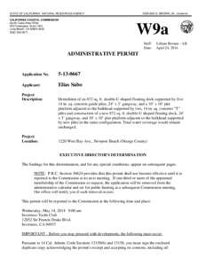 California Coastal Commission Staff Report and Recommendation Regarding Administrative Permit Application No[removed]Sabo, Newport Beach)