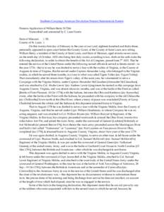 Southern Campaign American Revolution Pension Statements & Rosters Pension Application of William Berry S17266 Transcribed and annotated by C. Leon Harris State of Missouri } SS. County of St. Louis }