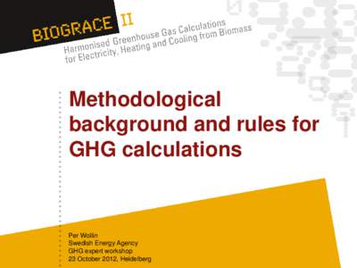 Methodological background and rules for GHG calculations Per Wollin Swedish Energy Agency
