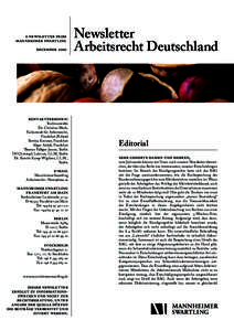 a newsletter from mannheimer swartling december 2010 Newsletter Arbeitsrecht Deutschland