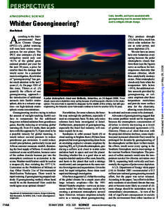 PERSPECTIVES ATMOSPHERIC SCIENCE Whither Geoengineering?  Costs, benefits, and harms associated with