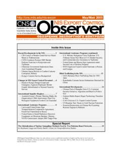 May 05 - NIS Export Control Observer