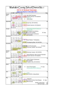 Washakie County School District No[removed]School Calendar S M T August 2014