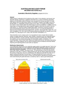 AUSTRALIAN NUCLEAR FORUM INFORMATION PAPER No.2 Australia’s Electricity Supplies (adopted[removed]General Electric power is essential to the functioning of the nation in the industrial, commercial, and domestic aspe