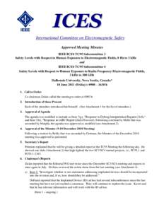 ICES International Committee on Electromagnetic Safety Approved Meeting Minutes IEEE/ICES TC95 Subcommittee 3 Safety Levels with Respect to Human Exposure to Electromagnetic Fields, 0 Hz to 3 kHz and