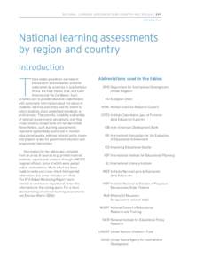 N AT I O N A L L E A R N I N G A S S E S S M E N T S B Y C O U N T R Y A N D R E G I O N[removed]Introduction National learning assessments by region and country Introduction