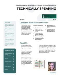 NSU John Vaughan Library, Central Technical Services,Tahlequah OK  TECHNICALLY SPEAKING May 2011