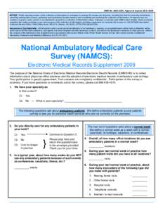 NAMCS Electronic Medical Records Supplement 2009
