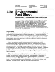 Resource Conservation and Recovery Act / Hazardous waste / Municipal solid waste / Solid waste policy in the United States / Hazardous waste in the United States / Universal waste / Incineration / United States Environmental Protection Agency / Electronic waste / Environment / Pollution / Waste