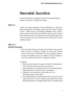 NNF Teaching Aids:Newborn Care  Neonatal Jaundice
