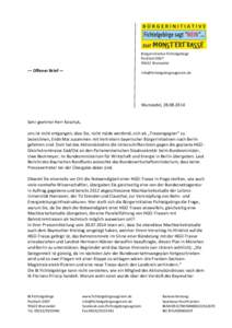 Bürgerinitiative Fichtelgebirge PostfachWunsiedel — Offener Brief —