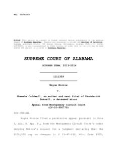 REL:  [removed]Notice: This opinion is subject to formal revision before publication in the advance sheets of Southern Reporter. Readers are requested to notify the Reporter of Decisions,