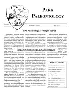 Park Paleontology, Fall 1999  Page 1  PARK PALEONTOLOGY Volume 5, No. 4
