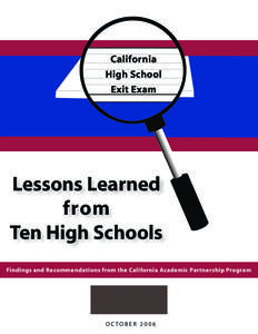 California High School Exit Exam Lessons Learned from