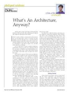 intelligent solutions claudia imhoff What’s An Architecture, Anyway?