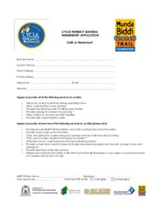 CYCLE FRIENDLY BUSINESS – MEMBERSHIP APPLICATION