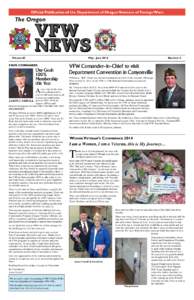 Official Publication of the Department of Oregon Veterans ofMay-June Foreign2014 Wars VFW NEWS 1  The Oregon