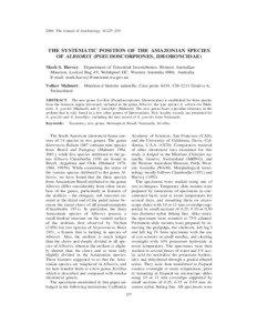 2006. The Journal of Arachnology 34:227–230  THE SYSTEMATIC POSITION OF THE AMAZONIAN SPECIES