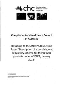 Consultation submission: Complementary Healthcare Council of Australia