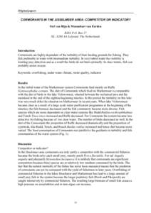 Original papers  CORMORANTS IN THE IJSSELMEER AREA: COMPETITOR OR INDICATOR? Stef van Rijn & Mennobart van Eerden RIZA P.O. Box 17 NL[removed]AA Lelystad, The Netherlands