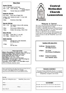 Diary Dates  Central Methodist Church Launceston