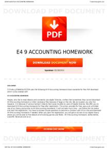 BOOKS ABOUT E4 9 ACCOUNTING HOMEWORK  Cityhalllosangeles.com E4 9 ACCOUNTING HOMEWORK