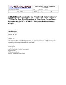 OPERATIONAL WIDE SWATH RADAR ALTIMETER DOCUMENT DESCRIPTION: FINAL REPORT  DATE: