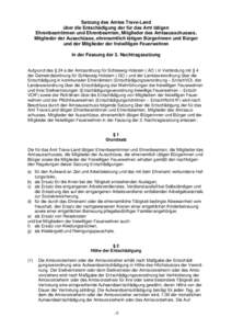 Satzung des Amtes Trave-Land über die Entschädigung der für das Amt tätigen Ehrenbeamtinnen und Ehrenbeamten, Mitglieder des Amtsausschusses, Mitglieder der Ausschüsse, ehrenamtlich tätigen Bürgerinnen und Bürger