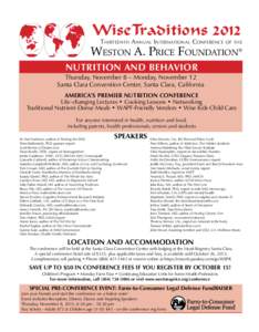 ®  WiseTraditions 2012 Thirteenth A nnual International Conference  of the