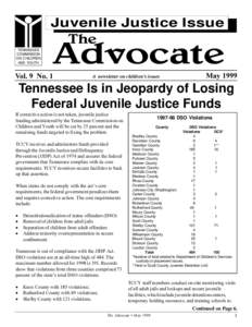 Juvenile Justice Issue TENNESSEE COMMISSION ON CHILDREN AND YOUTH