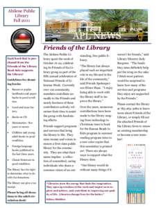 Abilene Public Library Fall 2011 APL NEWS Volume 1, Issue 1