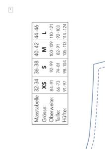 Masstabelle Grösse: Oberweite: Taille: Hüfte: 