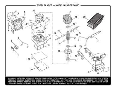 RYOBI SANDER — MODEL NUMBER S605D  5 4