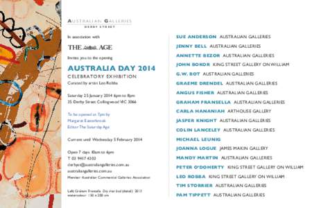 AU S T R A L I A N GA L L E R I E S DERBY STREET In association with  SUE ANDERSON AUSTRALIAN GALLERIES
