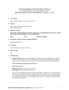 SCIO TOWNSHIP ZONING BOARD APPEALS 827 North Zeeb Road, Ann Arbor, Michigan[removed]MEETING MINUTES OF WEDNESDAY, October 17, [removed])