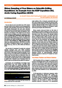 Progress Report  Rhizon Sampling of Pore Waters on Scientific Drilling Expeditions: An Example from the IODP Expedition 302, Arctic Coring Expedition (ACEX) doi:iodp.sd